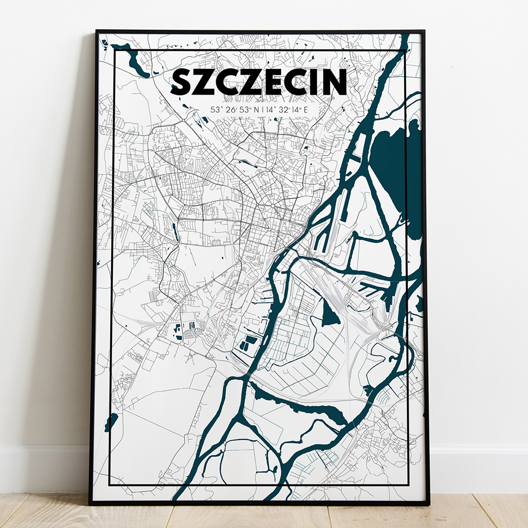 Plakat Mapa Szczecin - Biała - West Pomerania zdjęcie 1