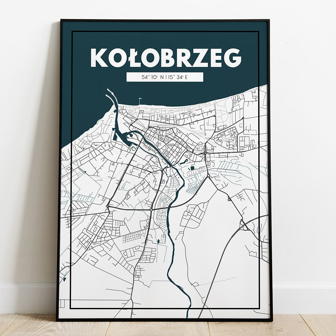 Plakat Mapa Kołobrzeg - Biała zdjęcie 1