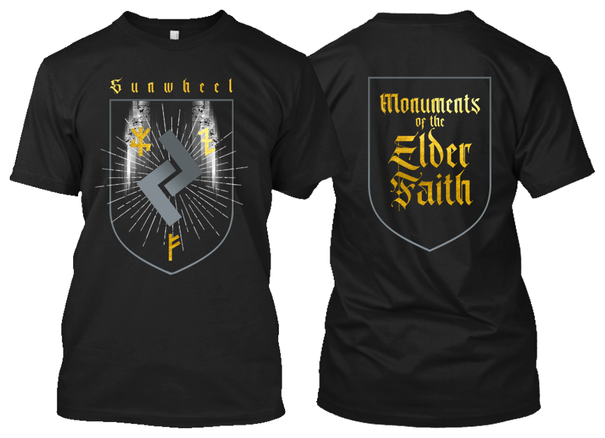 Sunwheel - Monuments Of The Elder Faith official t-shirt/ golden. SOLD OUT !! - Old Forest Production image 1
