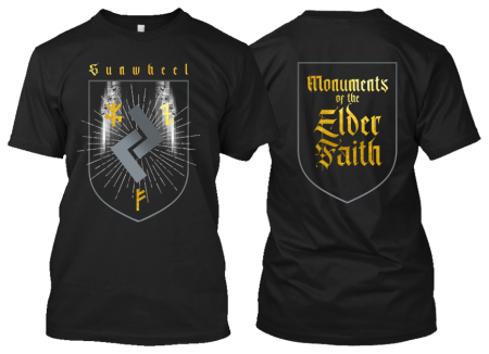 Sunwheel - Monuments Of The Elder Faith official t-shirt/ golden. SOLD OUT !! - Old Forest Production image 1