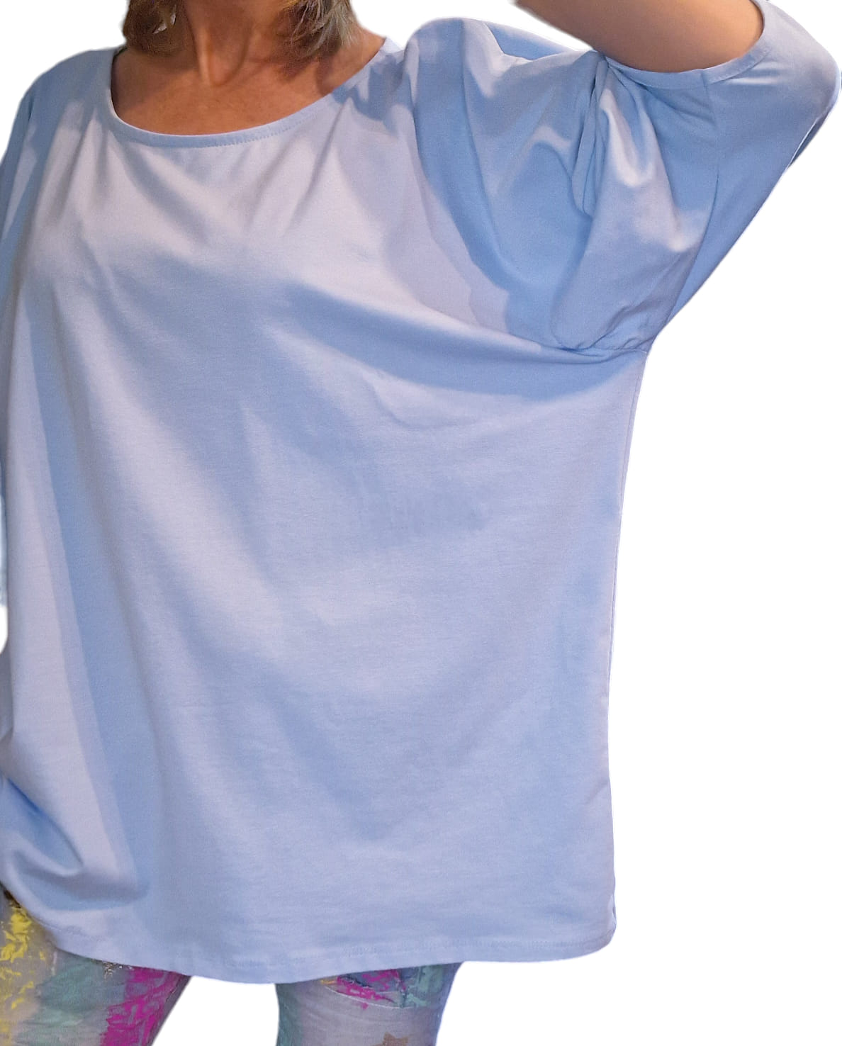Bawełniana bluzka Viki  błękitna  Oversize uniwersalny - Italia zdjęcie 3