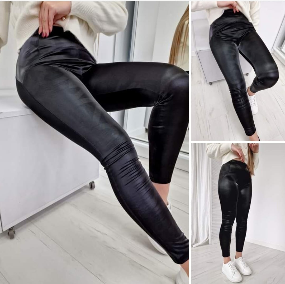 Modelujące legginsy M/L   Emilia z eko skóry czarne zdjęcie 2