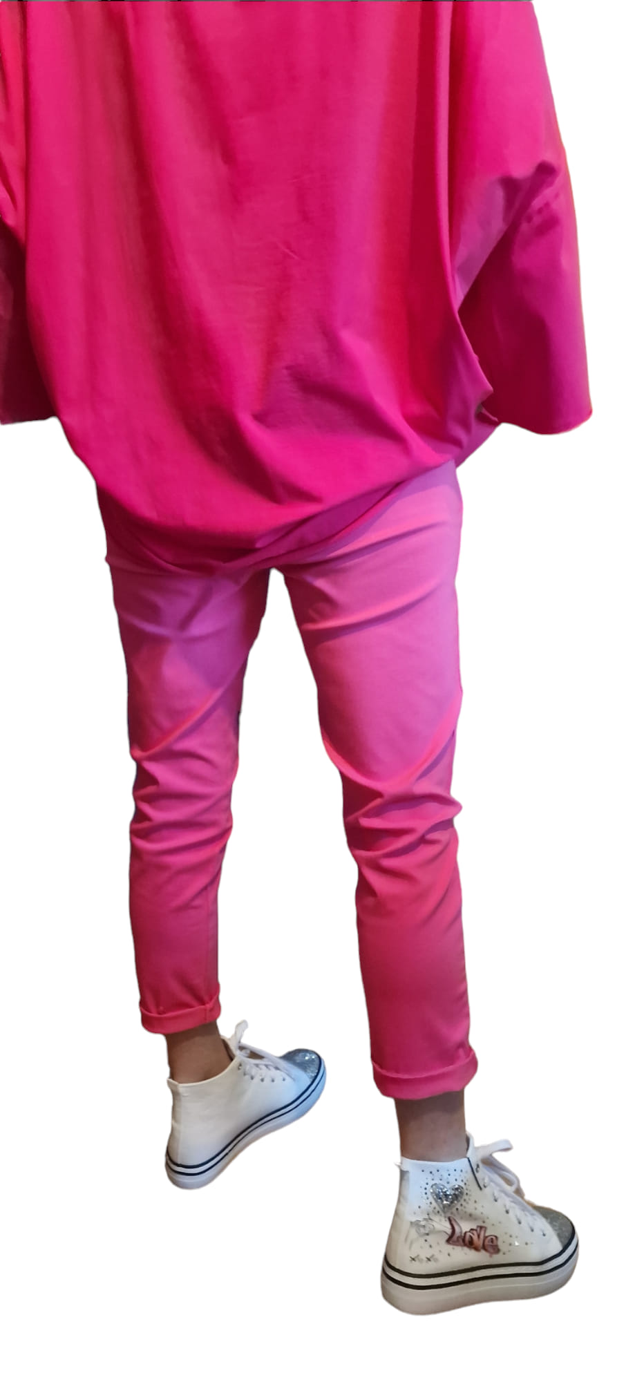 Bawełniana bluzka Melania  fuksja Oversize uniwersalny - Italia zdjęcie 3