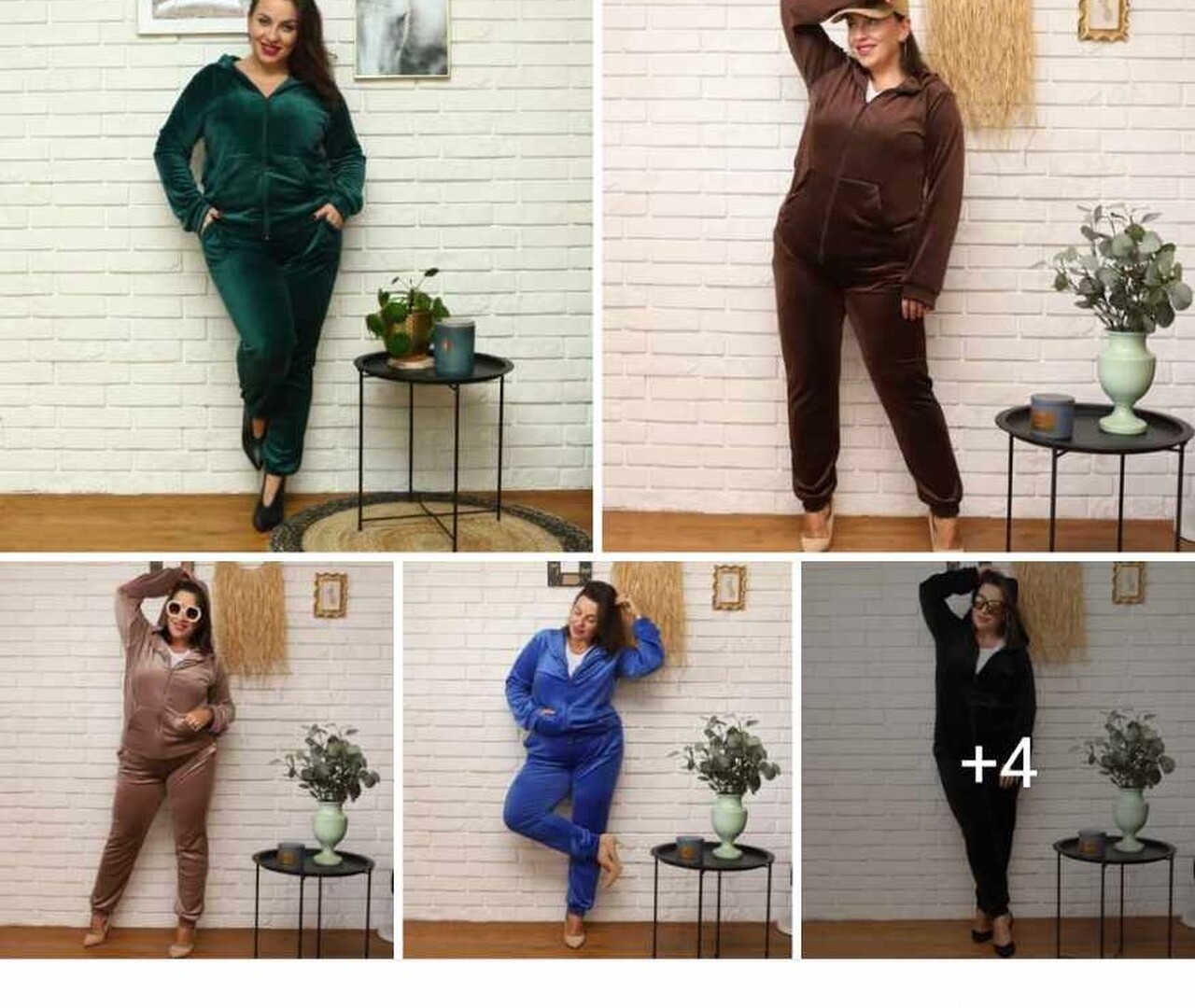 Komplet  dres welurowy  cappuccino   PLUS SIZE - Polska zdjęcie 2