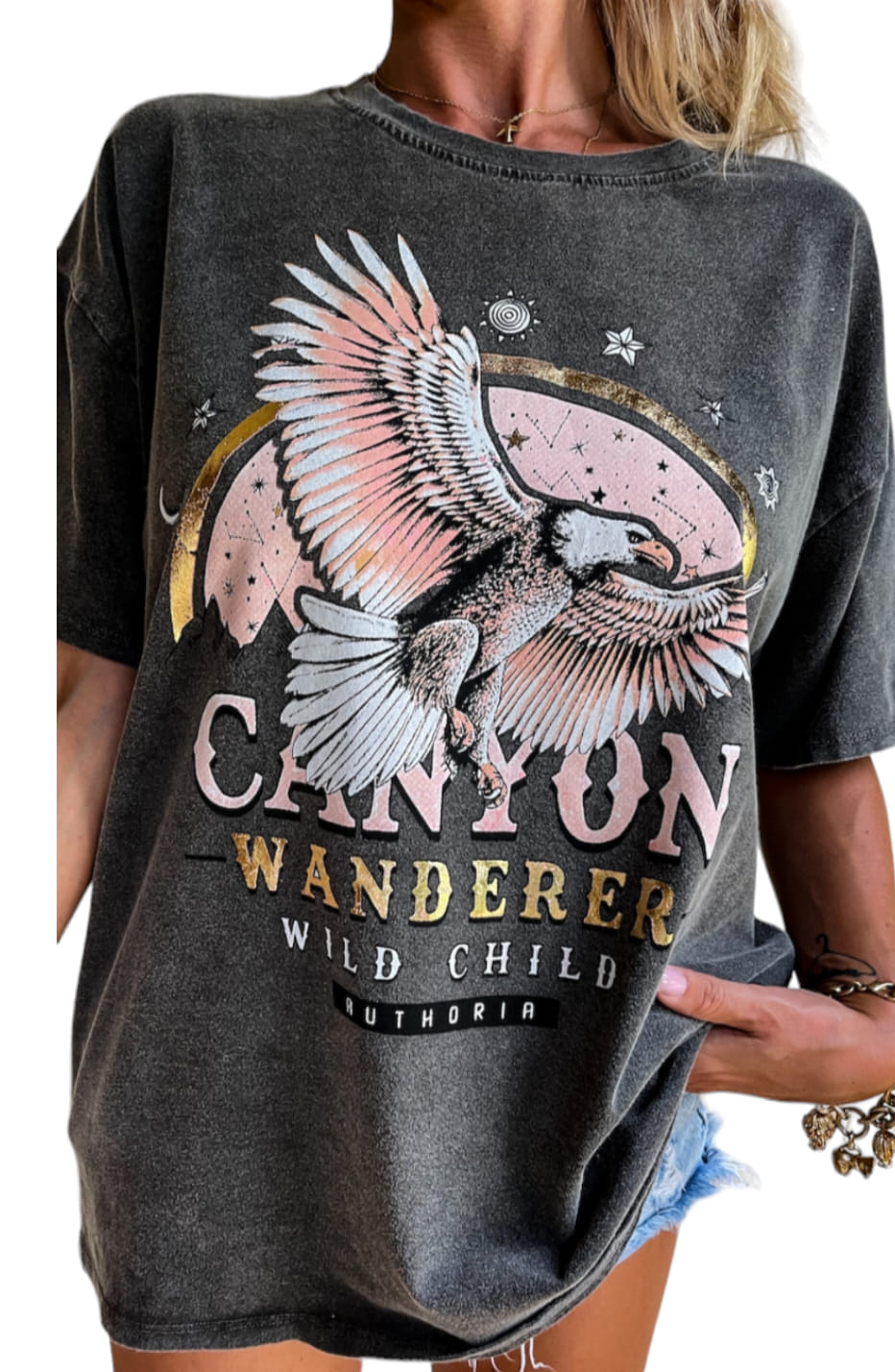 Bawełniana koszulka T- SHIRT CANION GREY Oversize uniwersalny - Italia zdjęcie 2