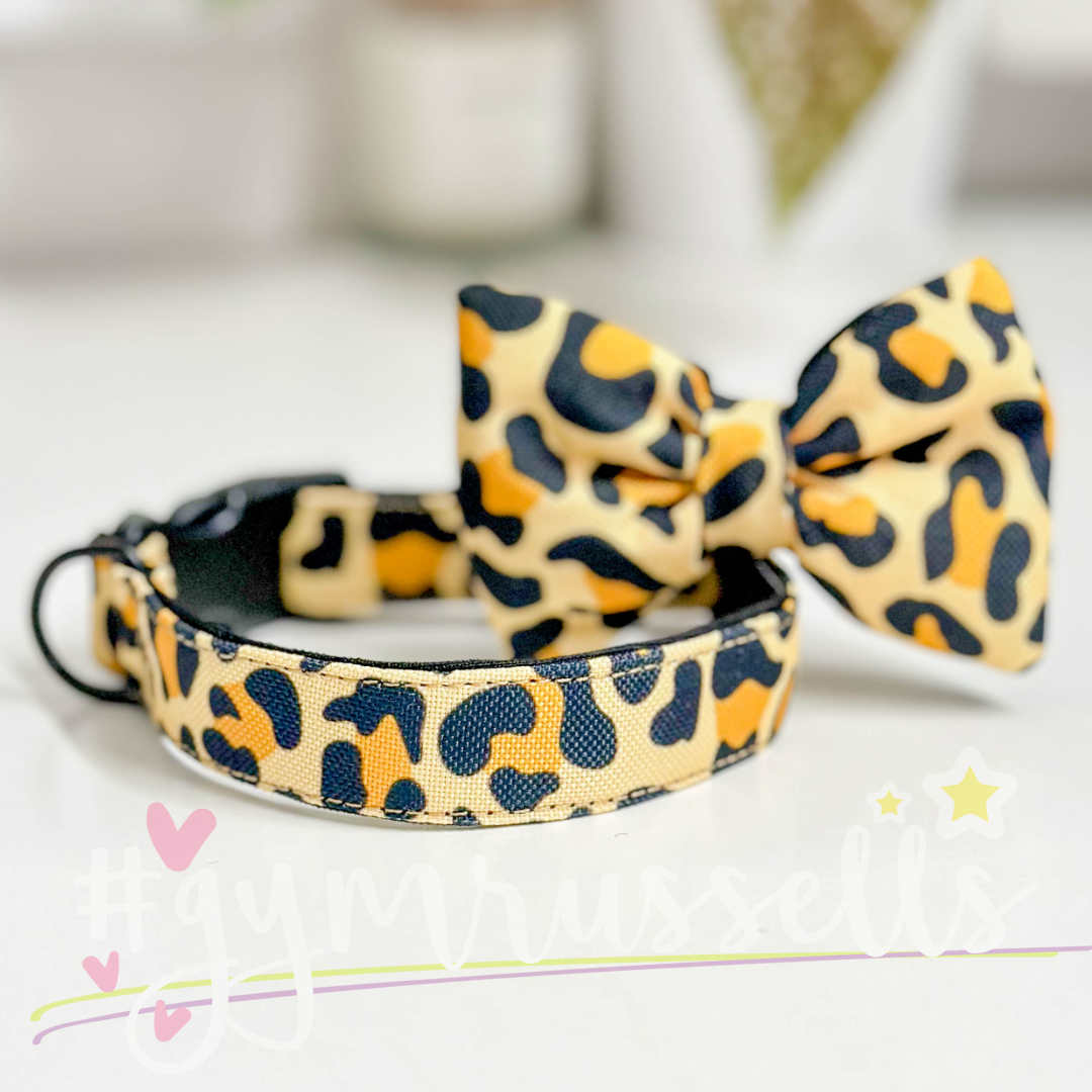 Leopard gold dog bowties - Gymrussells image 1