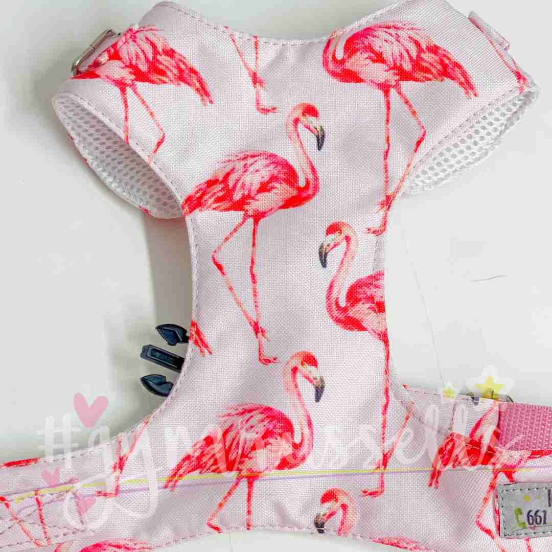 Różowe Flamingi Szelki bezuciskowe dla psa - Gymrussells zdjęcie 3