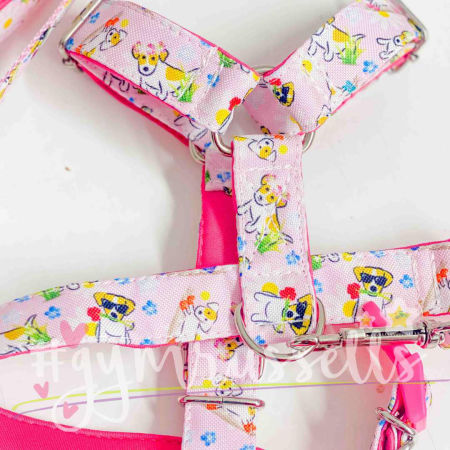 Spring doggie strap harness in pink image 3