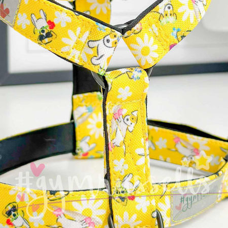 Spring doggie strap harness in yellow image 2