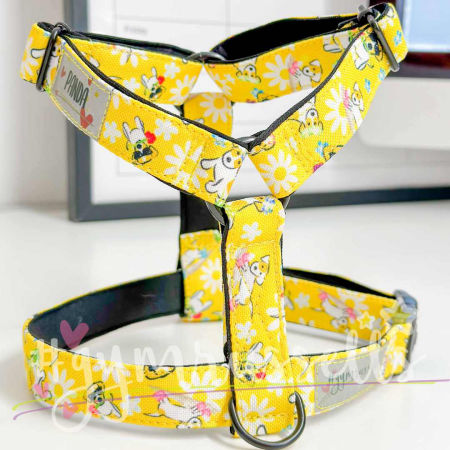 Spring doggie strap harness in yellow image 1