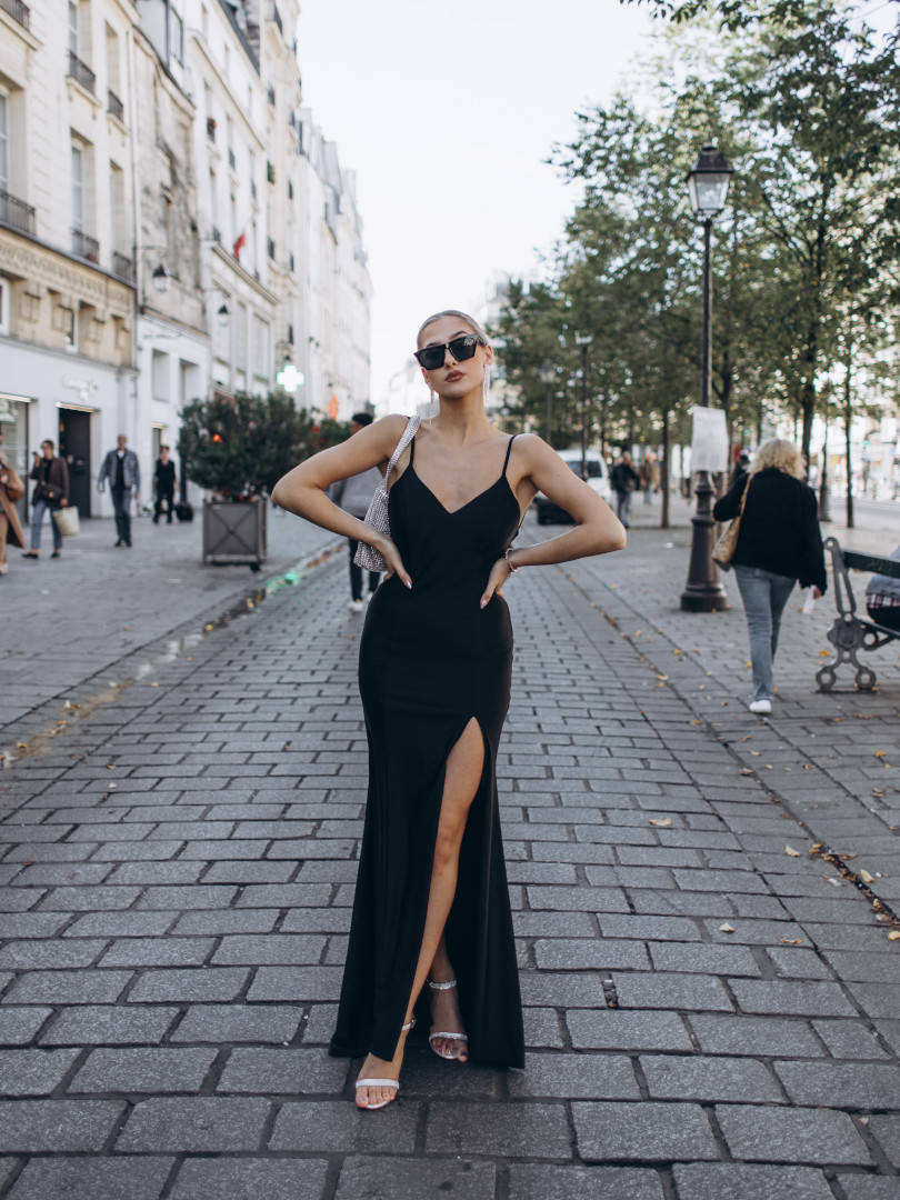 Milano black - long evening dress with train for proms - Kulunove image 2