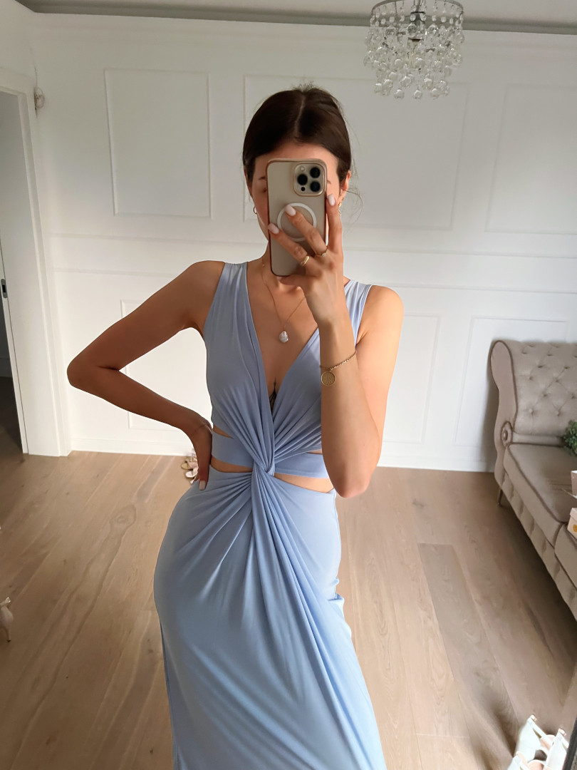 Aristea - blue maxi dress with cutouts at the waist - Kulunove image 3