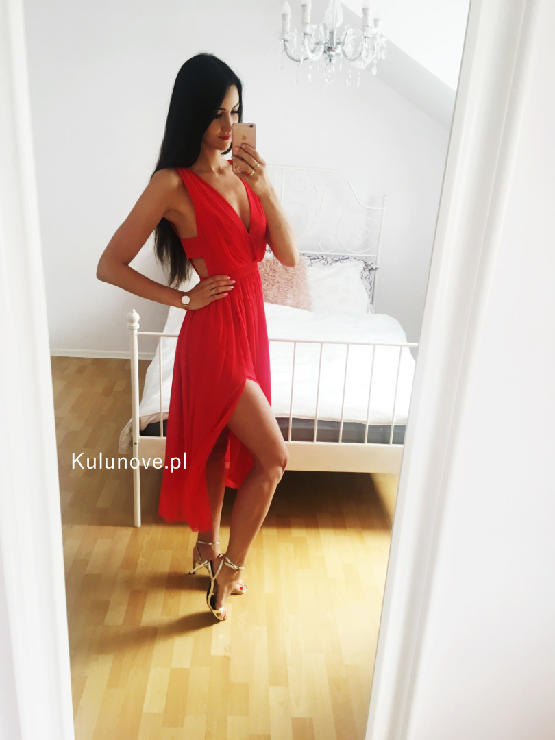 Paris midi- red medium length dress - Kulunove image 3