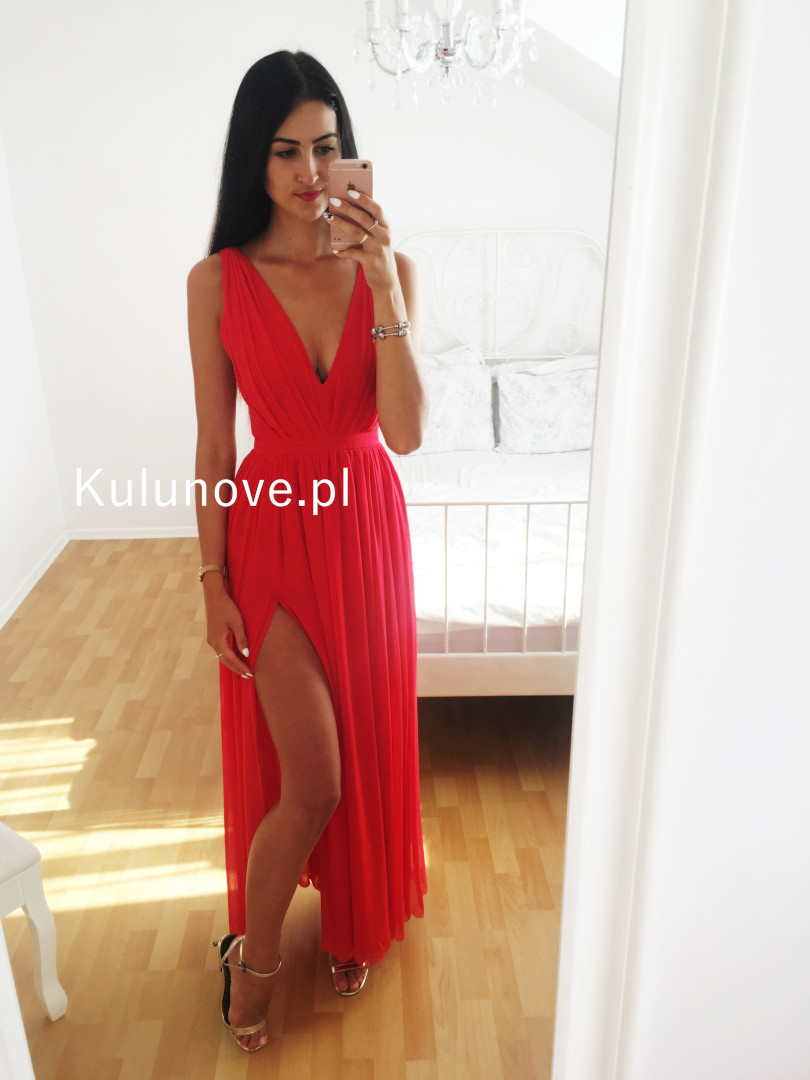 Paris maxi red - simple and airy dress - Kulunove image 1