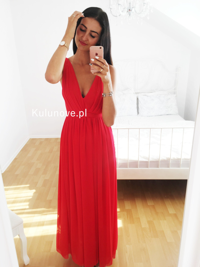 Paris maxi red - simple and airy dress - Kulunove image 4