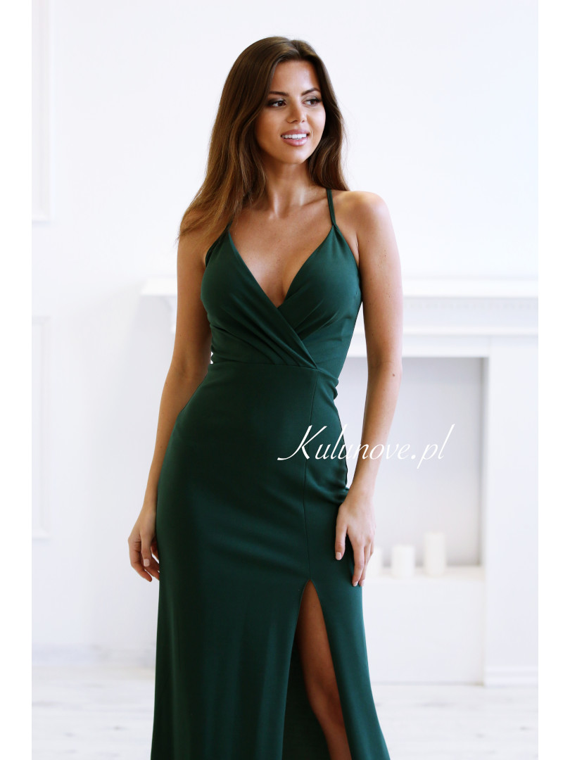 Ariana - a bottle-colored, elegant strapless dress - Kulunove image 3