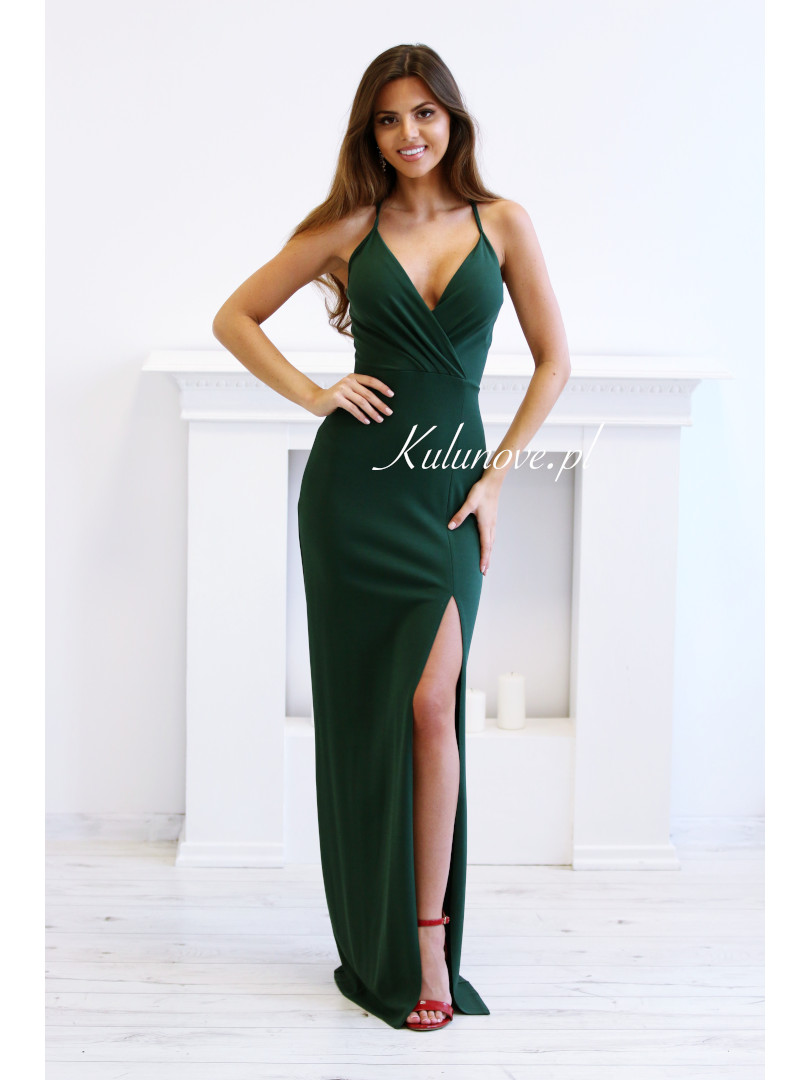 Ariana - a bottle-colored, elegant strapless dress - Kulunove image 1