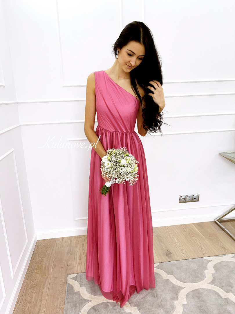 Daisy - long pink one shoulder dress - Kulunove image 1