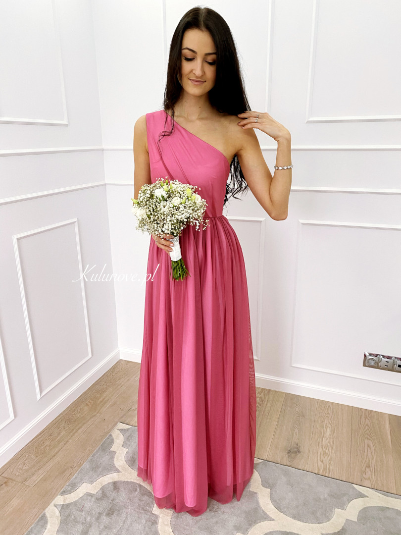 Daisy - long pink one shoulder dress - Kulunove image 3