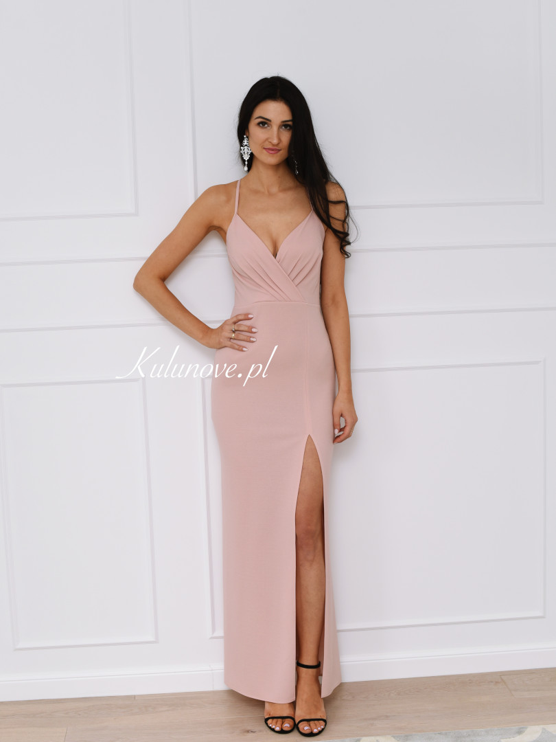 Ariana - elegant strapless dress in nude color - Kulunove image 3
