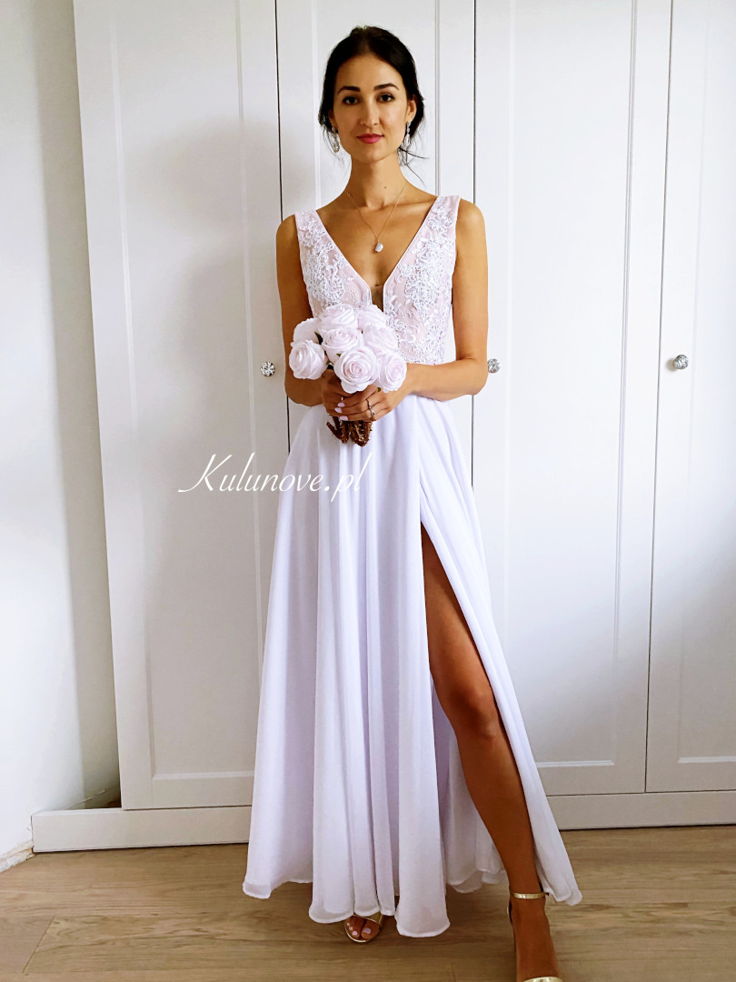 Ismena - white wedding dress with overlap pleat - Kulunove image 1