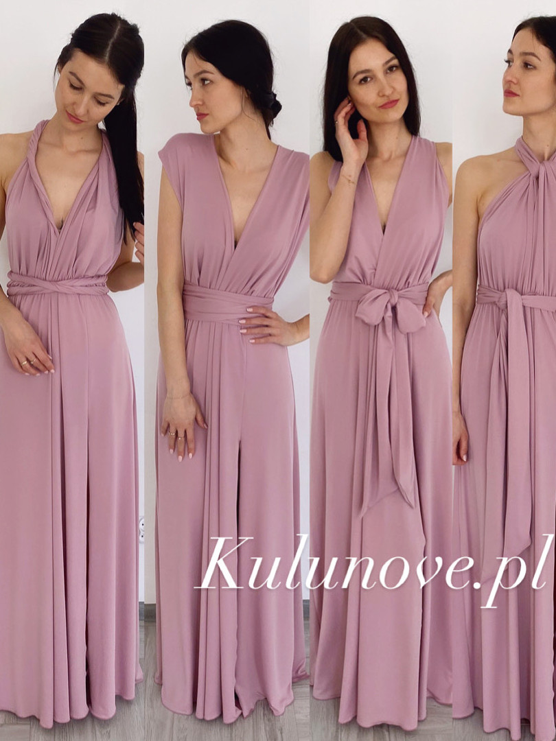 Nemezis - różowa sukienka wiązana na kilka sposobów - Kulunove zdjęcie 3