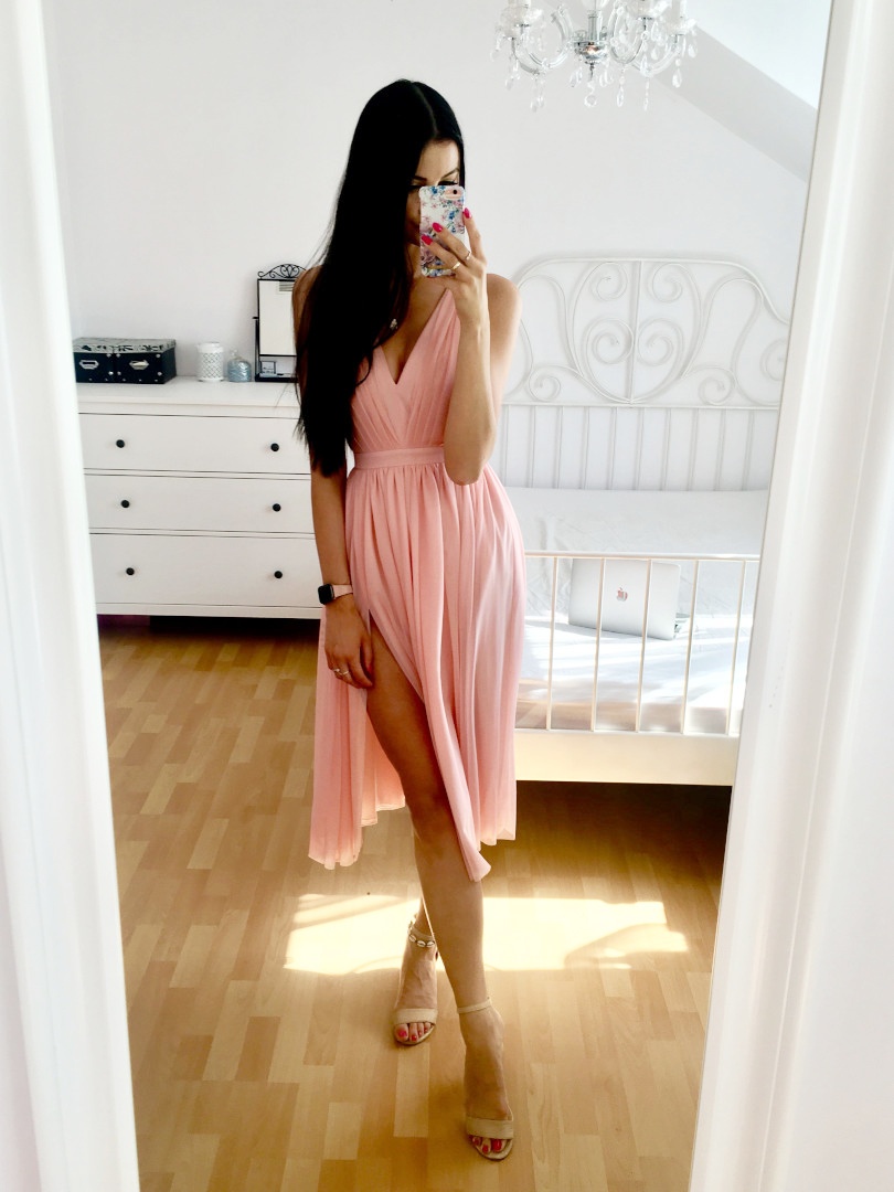 Paris midi- light pink medium length dress - Kulunove image 3