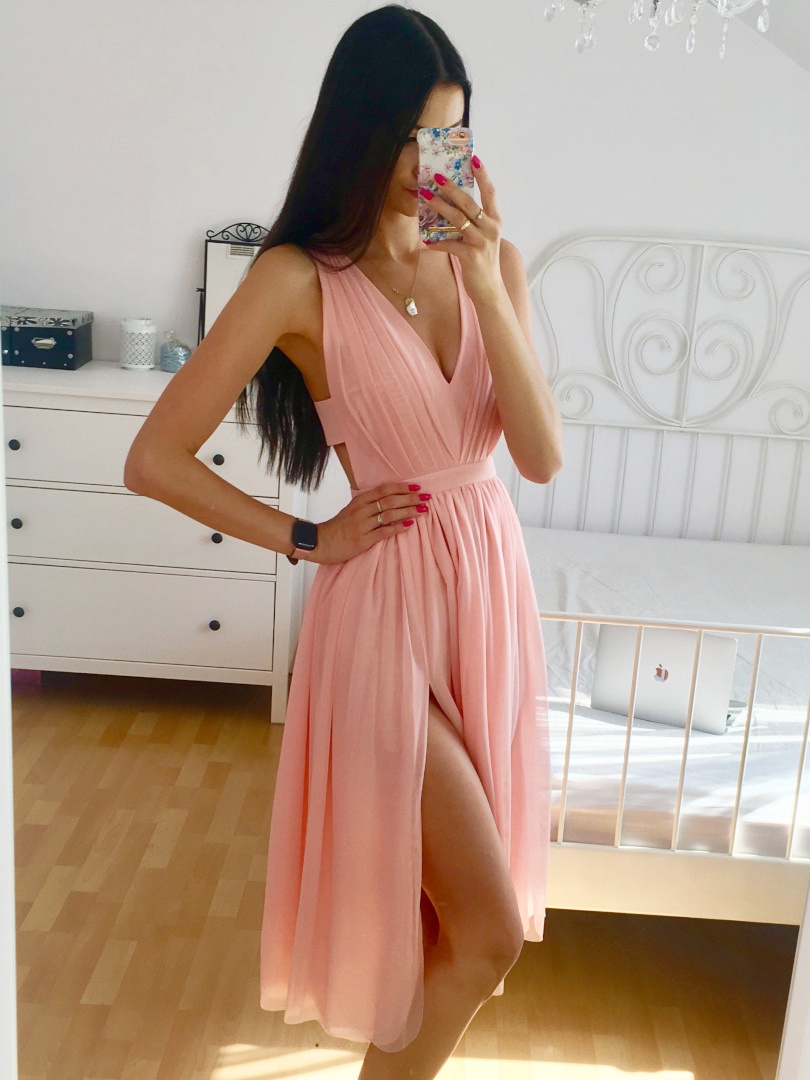 Paris midi- light pink medium length dress - Kulunove image 4