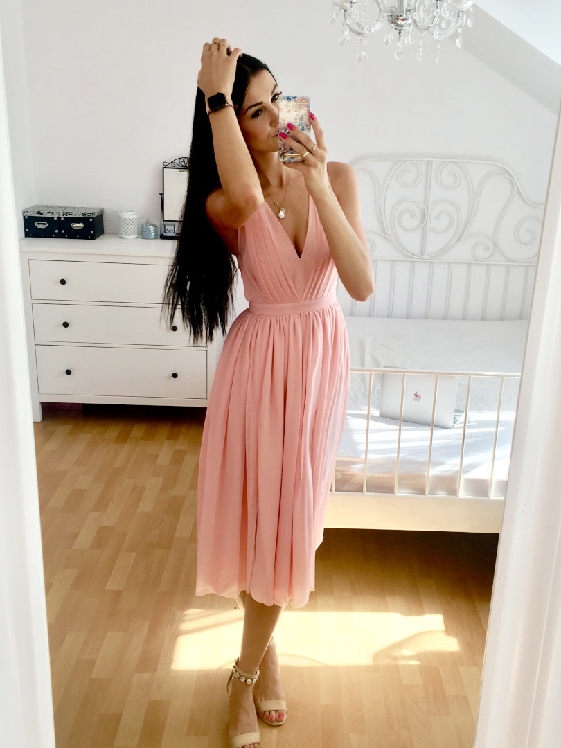 Paris midi- light pink medium length dress - Kulunove image 2