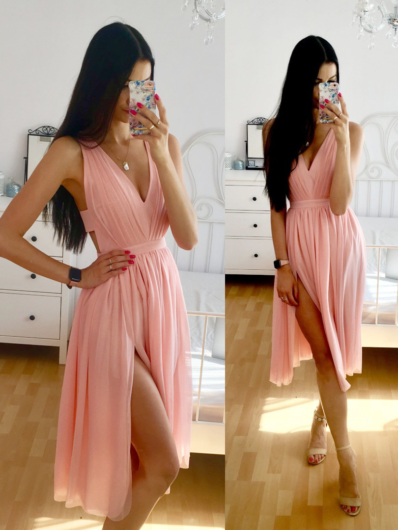 Paris midi- light pink medium length dress - Kulunove image 1