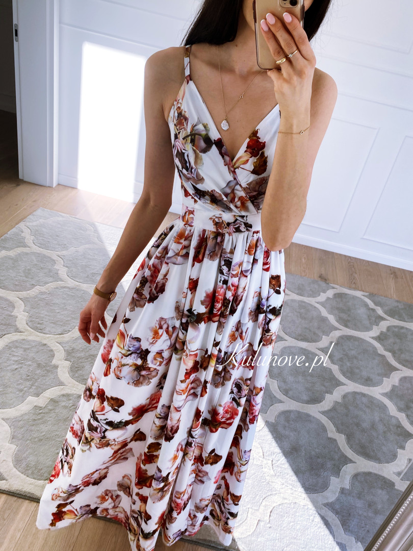 Flowers white - strapless floral maxi dress - Kulunove image 2