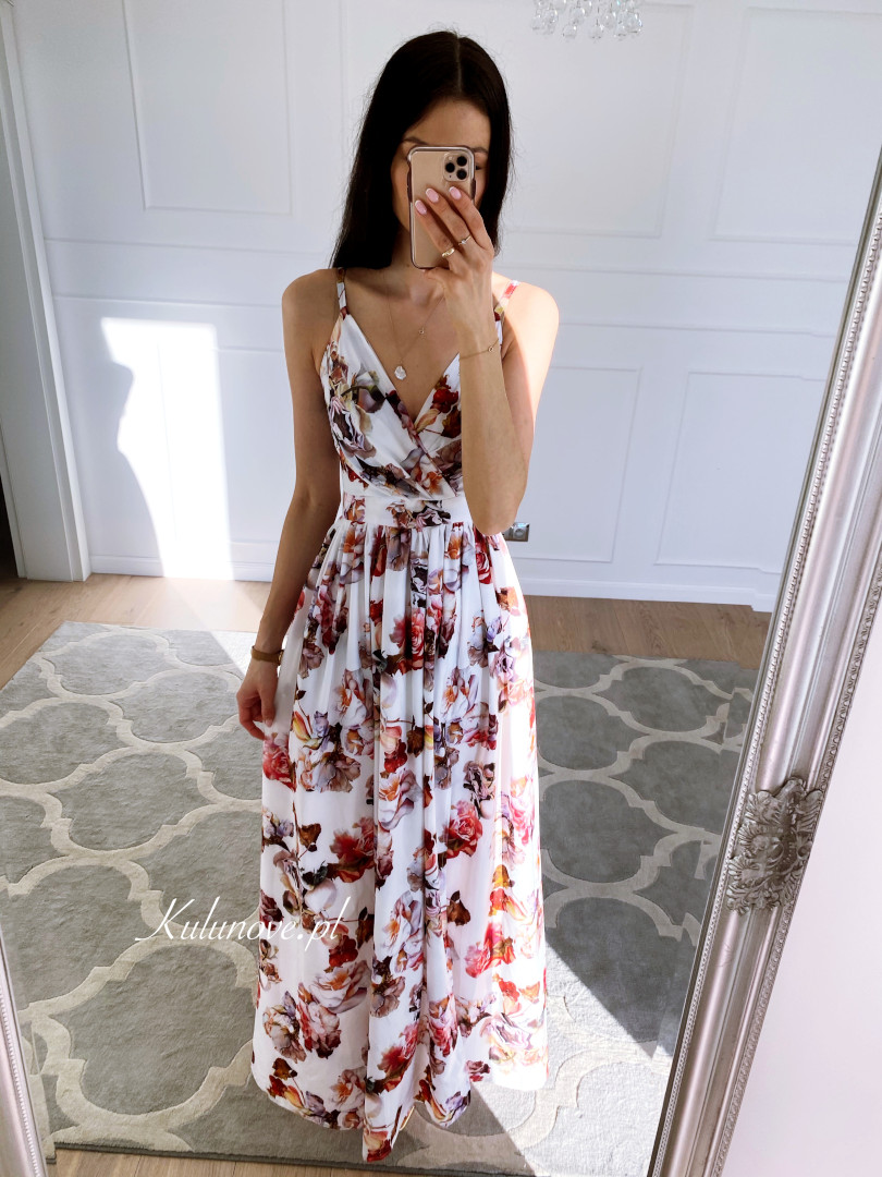 Flowers white - strapless floral maxi dress - Kulunove image 4
