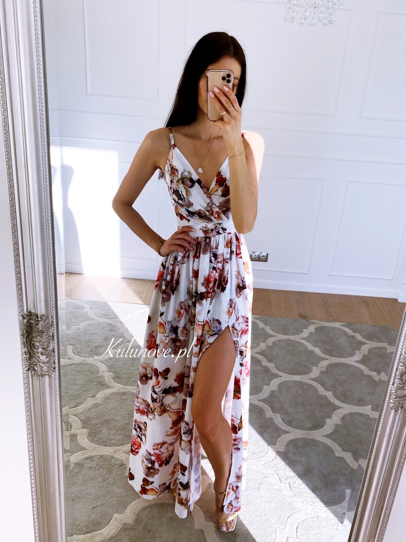 Flowers white - strapless floral maxi dress - Kulunove image 1