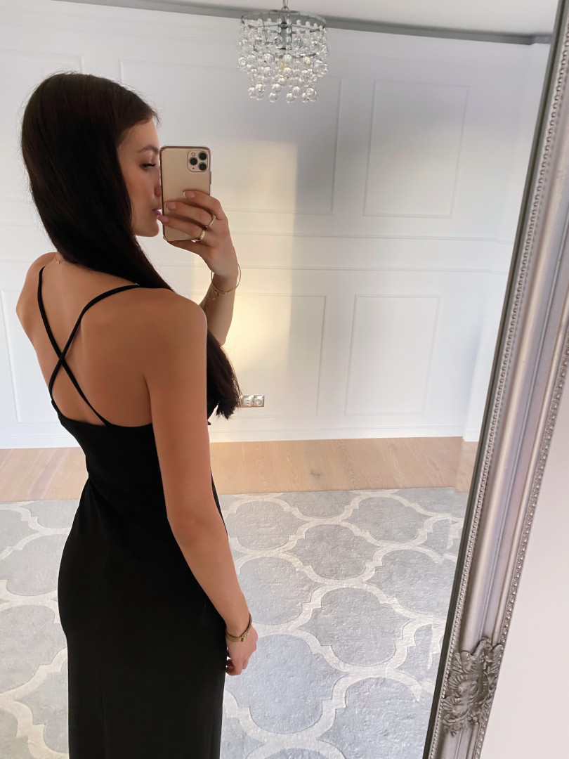 Ariana - black classic strapless maxi dress - Kulunove image 4