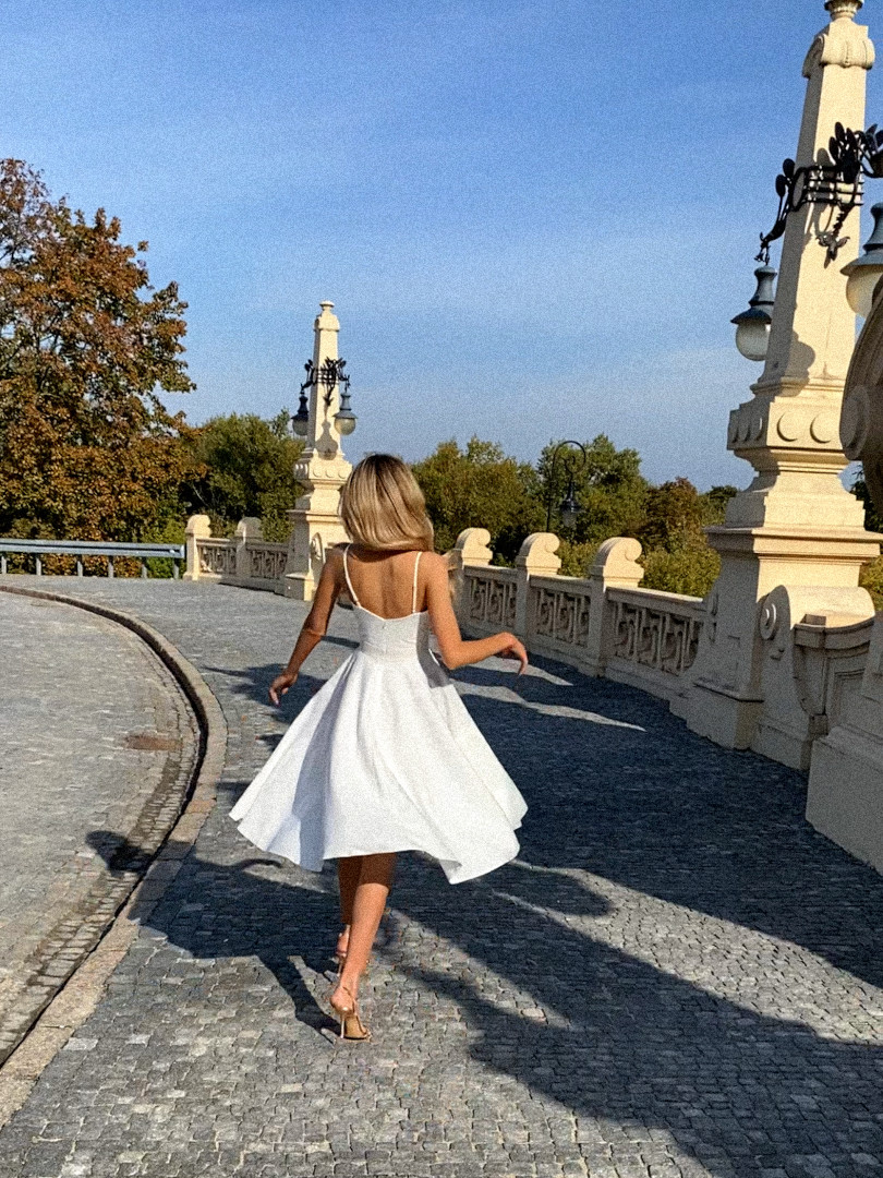 Elisabeth midi - elegant medium length dress in ecru color - Kulunove image 3