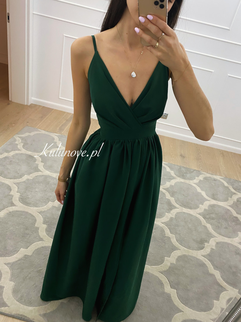 Elisabeth - bottle green maxi dress - Kulunove image 3
