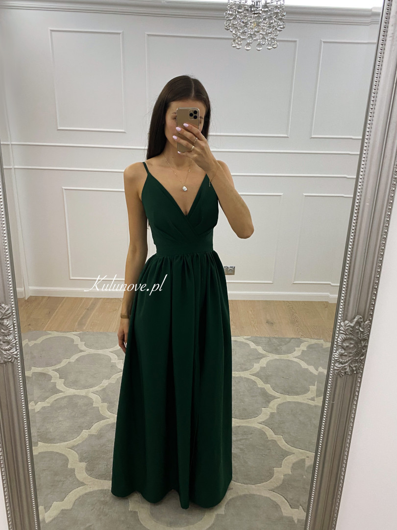 Elisabeth - bottle green maxi dress - Kulunove image 1