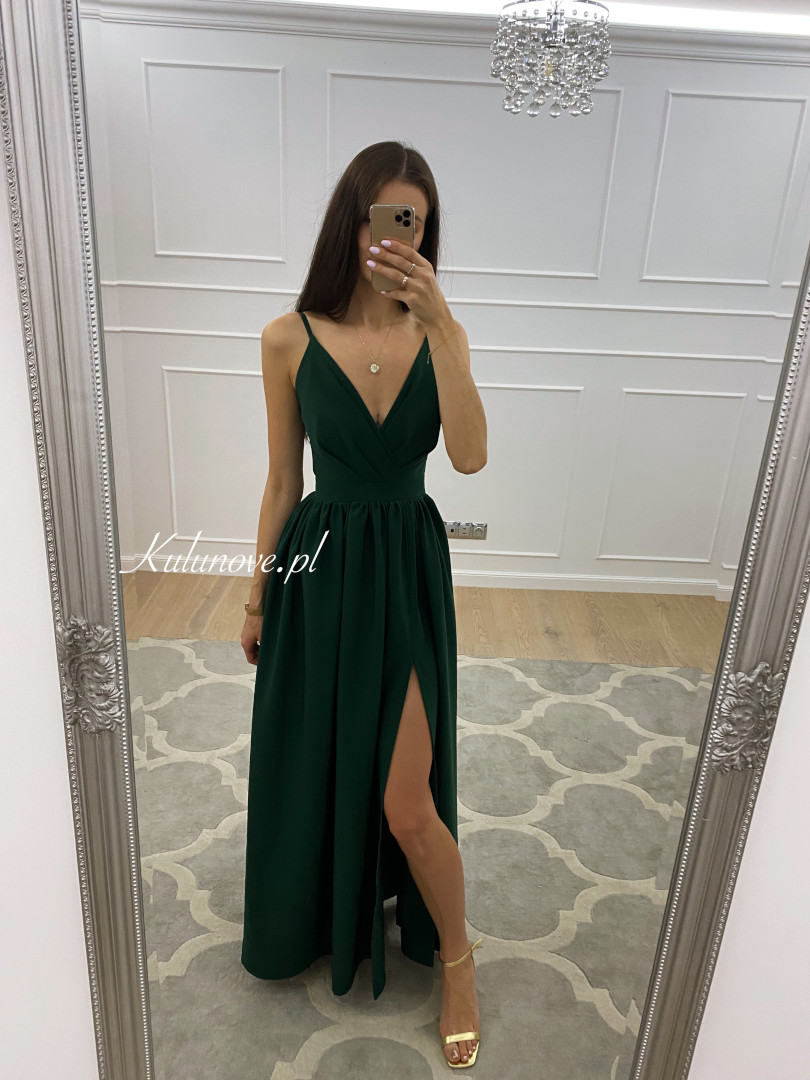 Elisabeth - bottle green maxi dress - Kulunove image 4