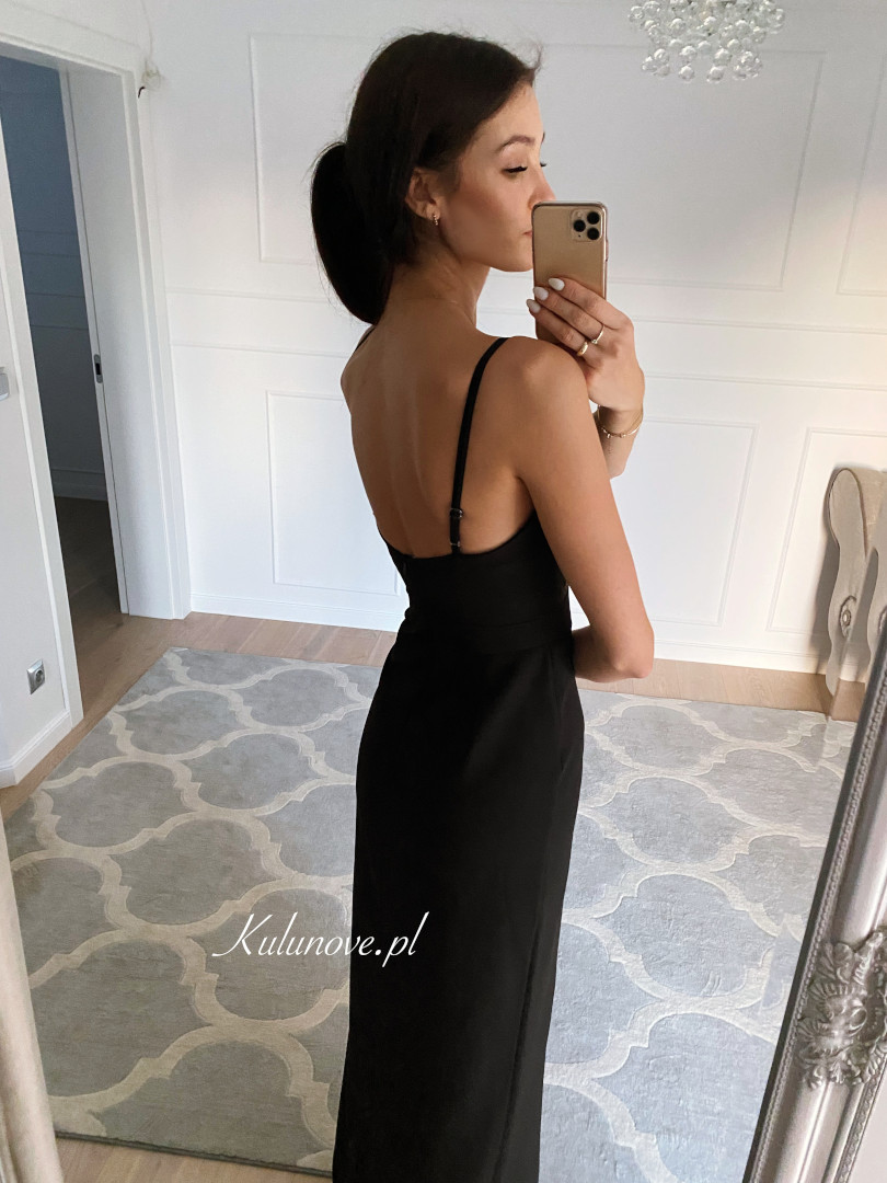 Andrea - black simple classic dress - Kulunove image 4