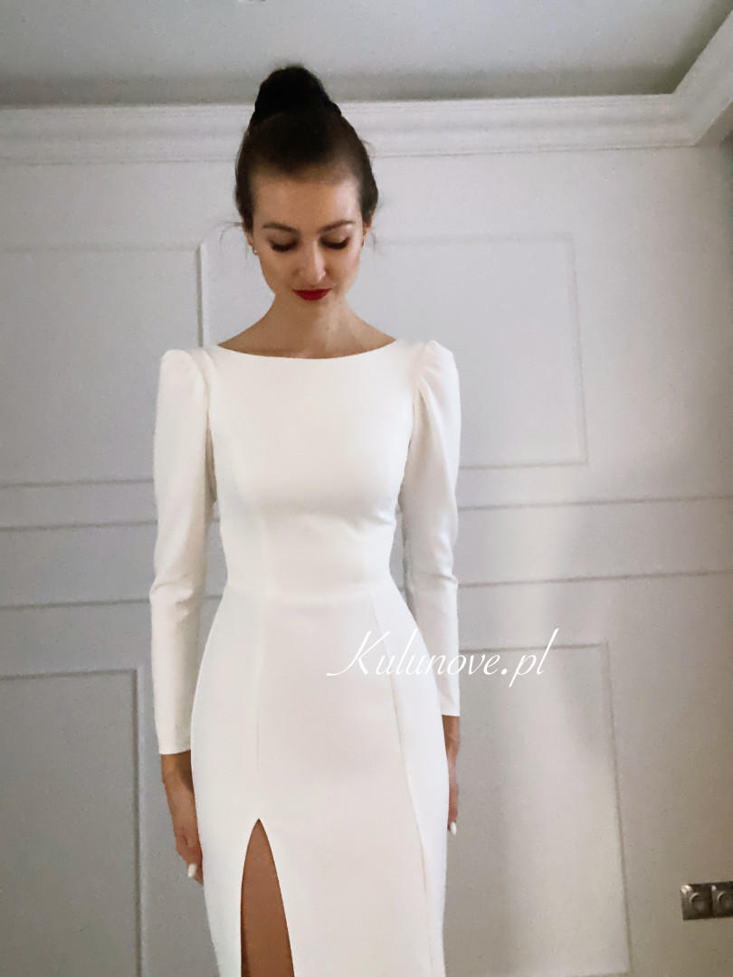 Gabriella - classic, simple long sleeve wedding dress with buffets - Kulunove image 1