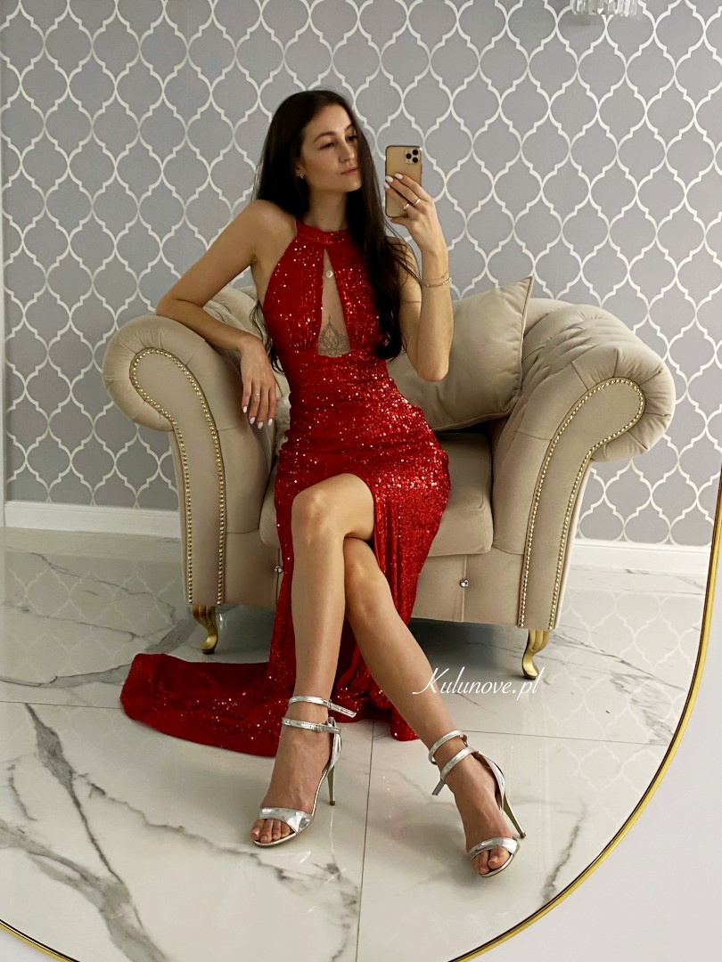 Diamond shine - shiny sequin dress in red color - Kulunove image 1