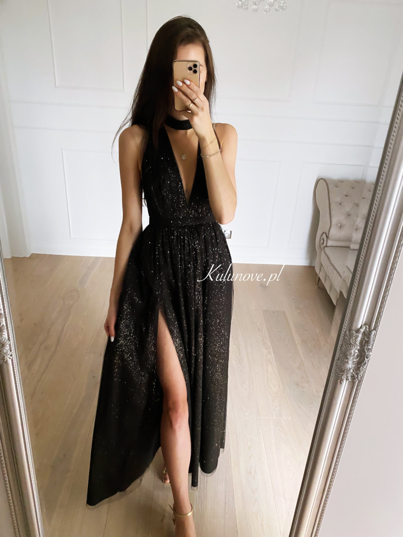Aphrodite - black dress with choker and brocade - Kulunove image 1