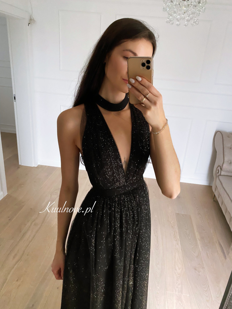 Aphrodite - black dress with choker and brocade - Kulunove image 2