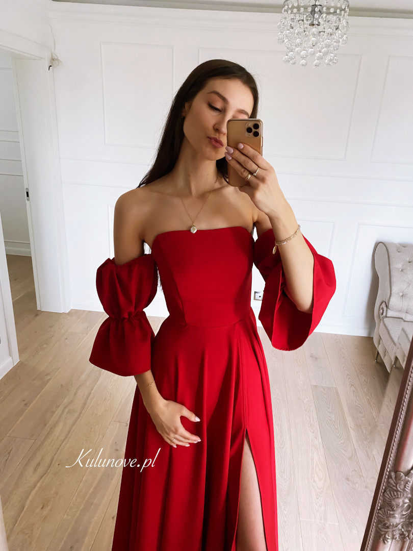 Seniorita - red Spanish dress with decorative sleeves - Kulunove image 3