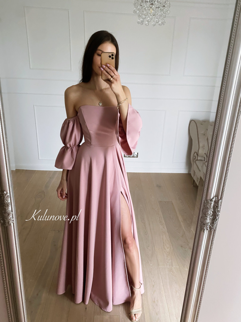 Seniorita - dark pink Spanish style dress with falling decorative sleeves - Kulunove image 2