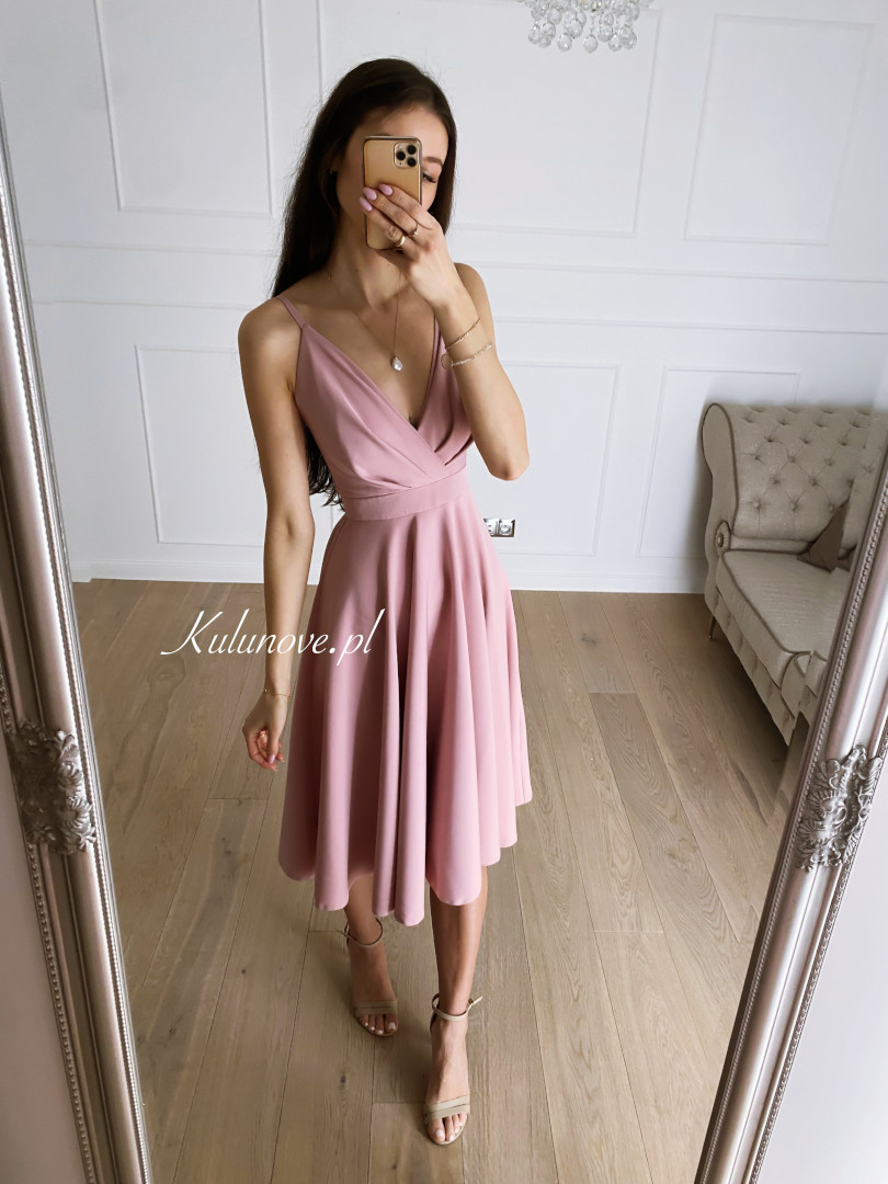 Elisabeth midi - medium length dress on a wide circle in dirty pink color - Kulunove image 1