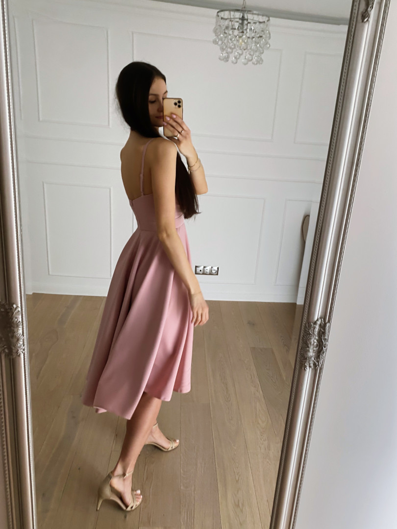 Elisabeth midi - medium length dress on a wide circle in dirty pink color - Kulunove image 4