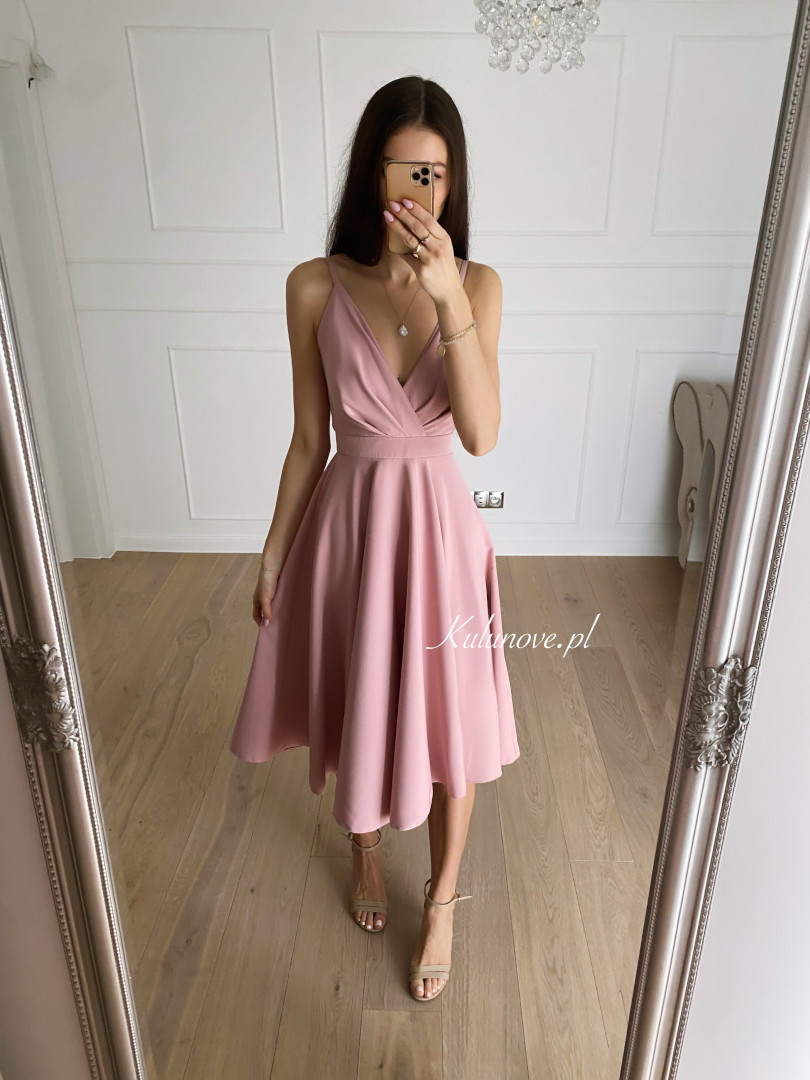 Elisabeth midi - medium length dress on a wide circle in dirty pink color - Kulunove image 3