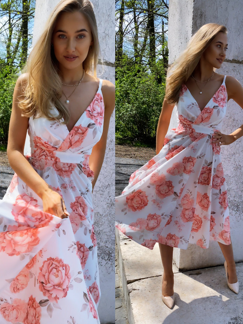 Elisabeth midi - amazing airy flared dress in peonies - Kulunove image 4