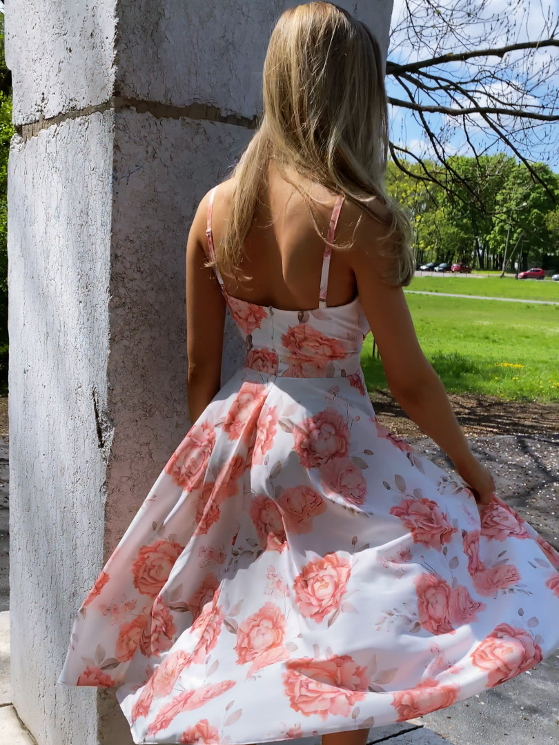 Elisabeth midi - amazing airy flared dress in peonies - Kulunove image 2